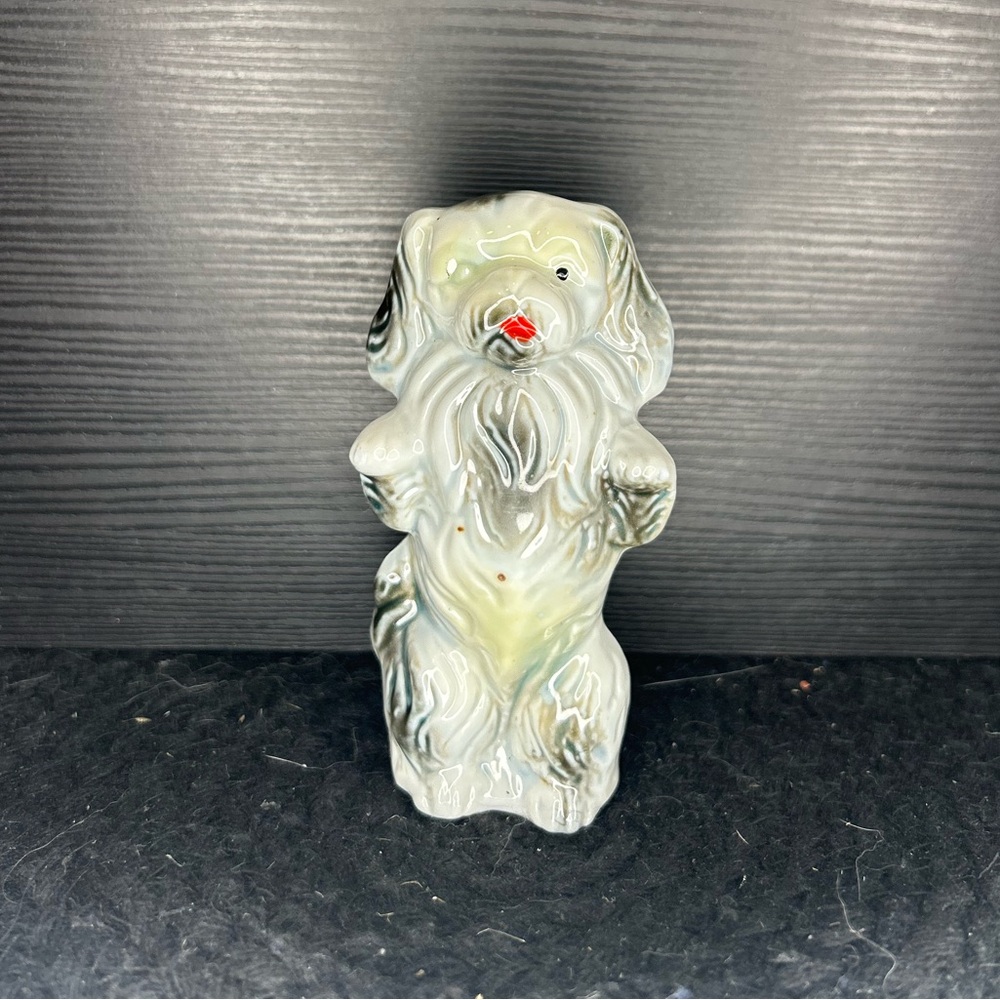 Vintage Ceramic Dog Figurine, Miniature Staffordshire Style